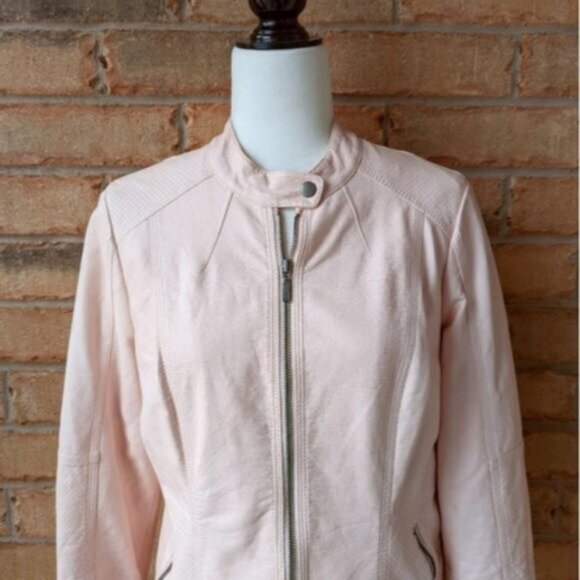 Reitman's faux leather pale baby pink moto jacket - Picture 2 of 7